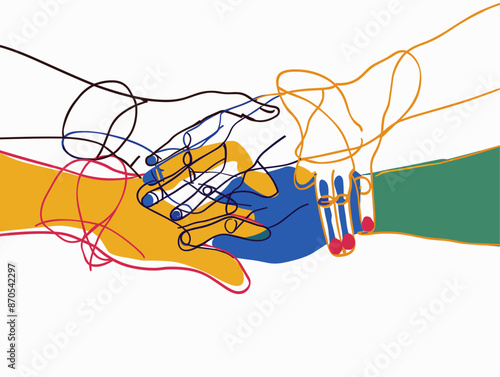 Unity in Diversity: One-Line Drawing Depicting the Interconnectedness of Diverse Individuals