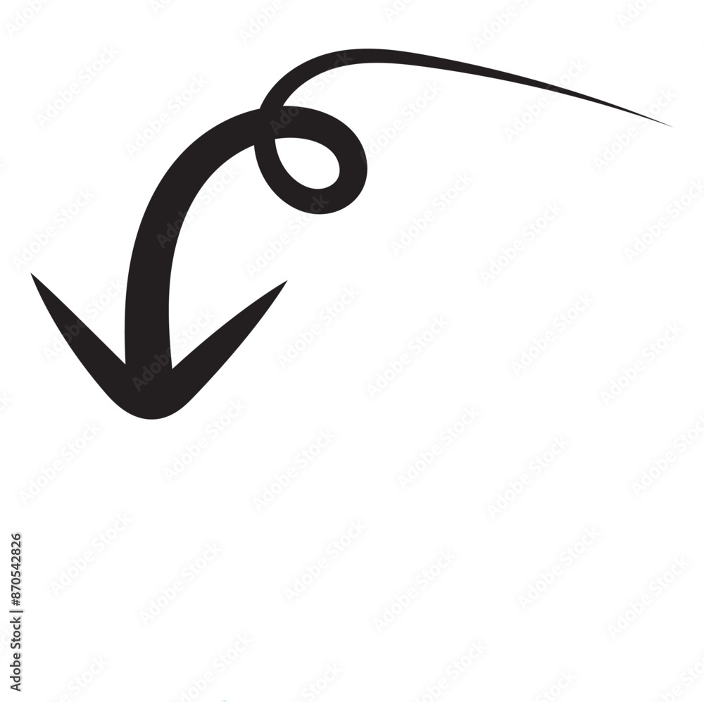 Curly black arrow hand drawn. Isolated on a white background. vector illustration. EPS 10 Curly black arrow hand drawn. Isolated on a white background. vector illustration. EPS 10