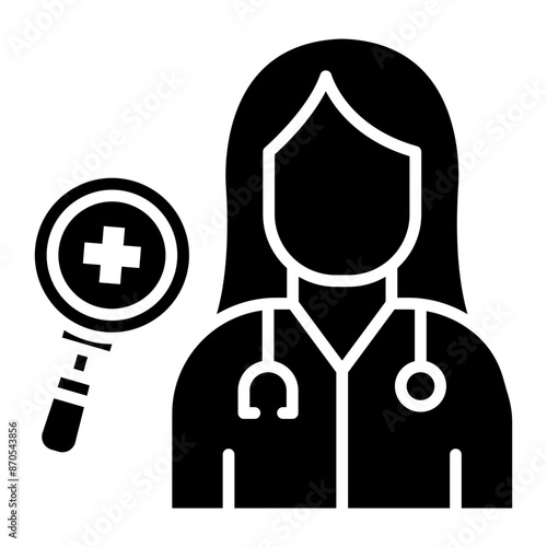Dermatologist Female vector icon. Can be used for Skincare iconset.