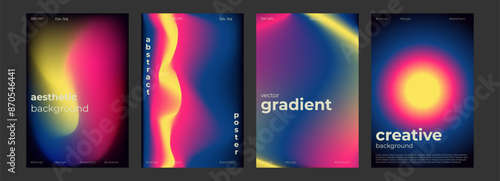 Y2k Trendy Aesthetic abstract gradient pink violet poster with translucent blurred pattern. Modern gentle social media poster, stories highlight templates for digital marketing for stories