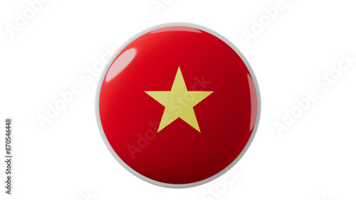Vietnam, vietnamese Circle flag icon . Transparent backgound. 3d rendered with alpha channel. Round shape. 	