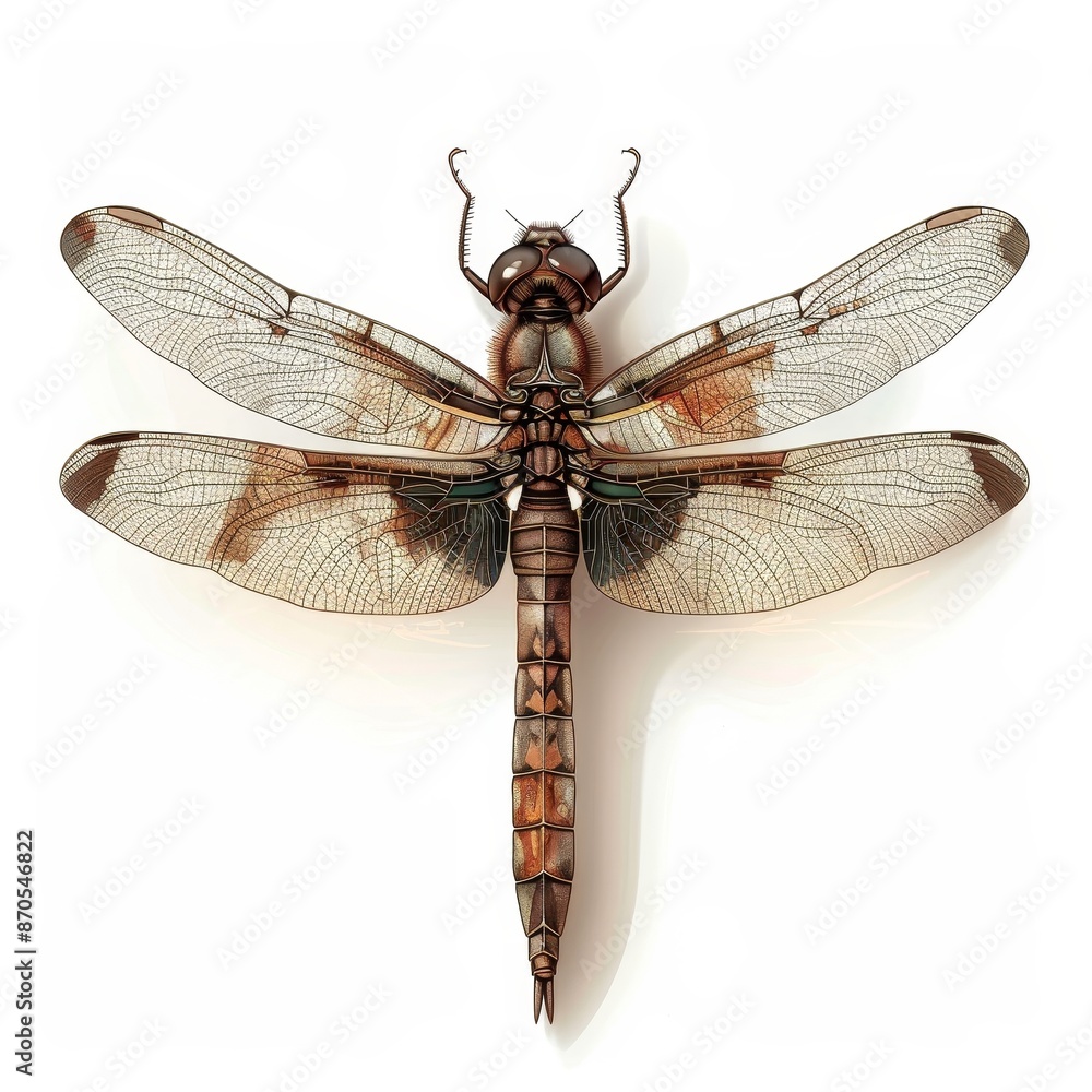 A dragonfly with brown and white wings A dragonfly with brown and white wings