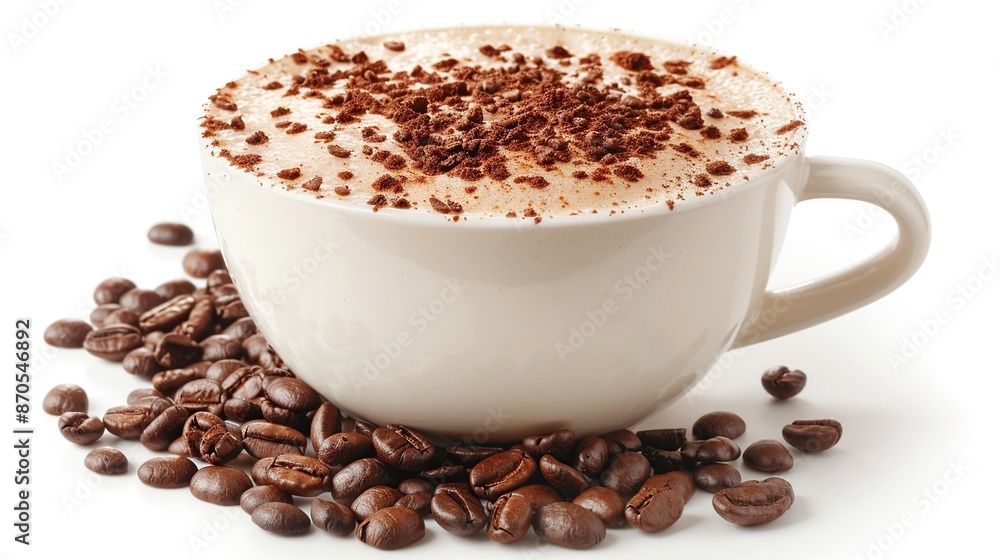 Coffee Cup with Cocoa Powder and Beans Coffee Cup with Cocoa Powder and Beans