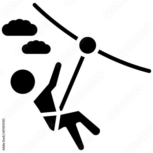 Zip Line vector icon. Can be used for Outdoor Fun iconset.