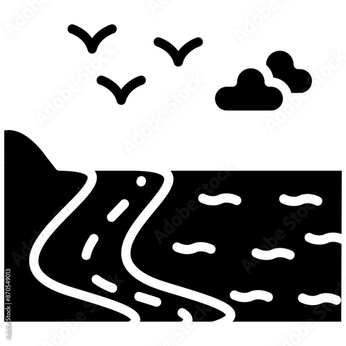 Coastal Road vector icon. Can be used for Coastline iconset.