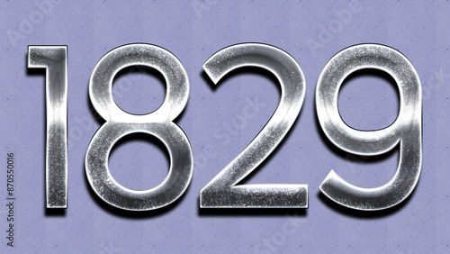 3D Chrome number design of 1829 on purple wall.