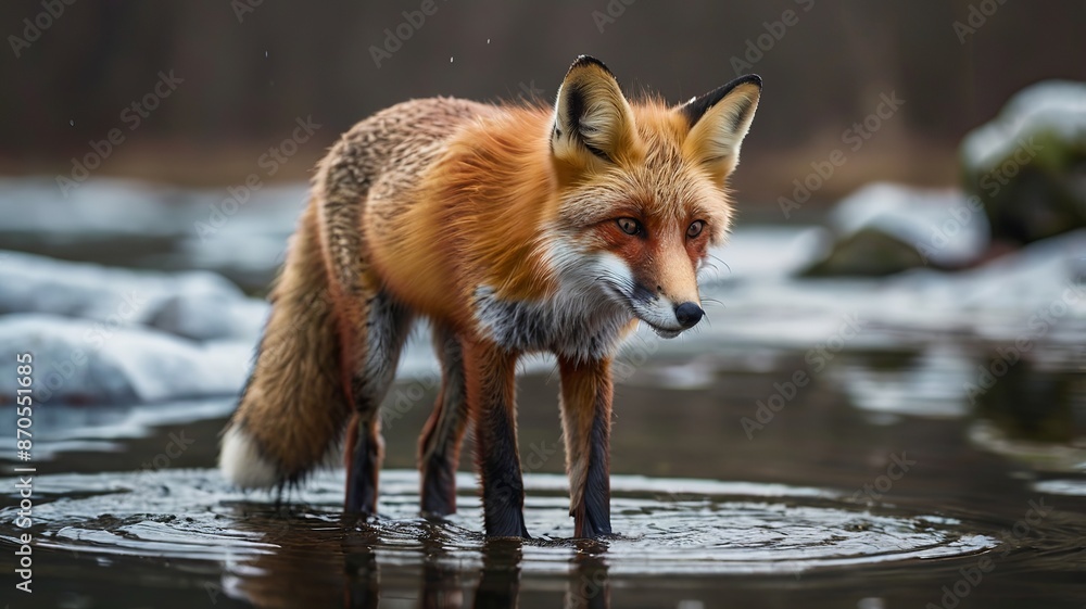 Fototapeta premium fox in water