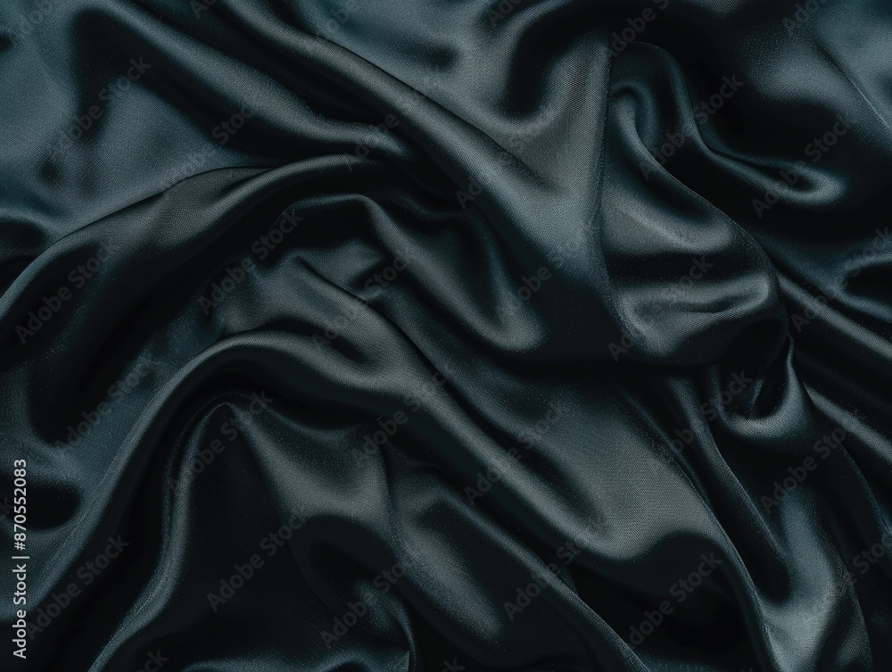 Fototapeta premium Black satin fabric close-up