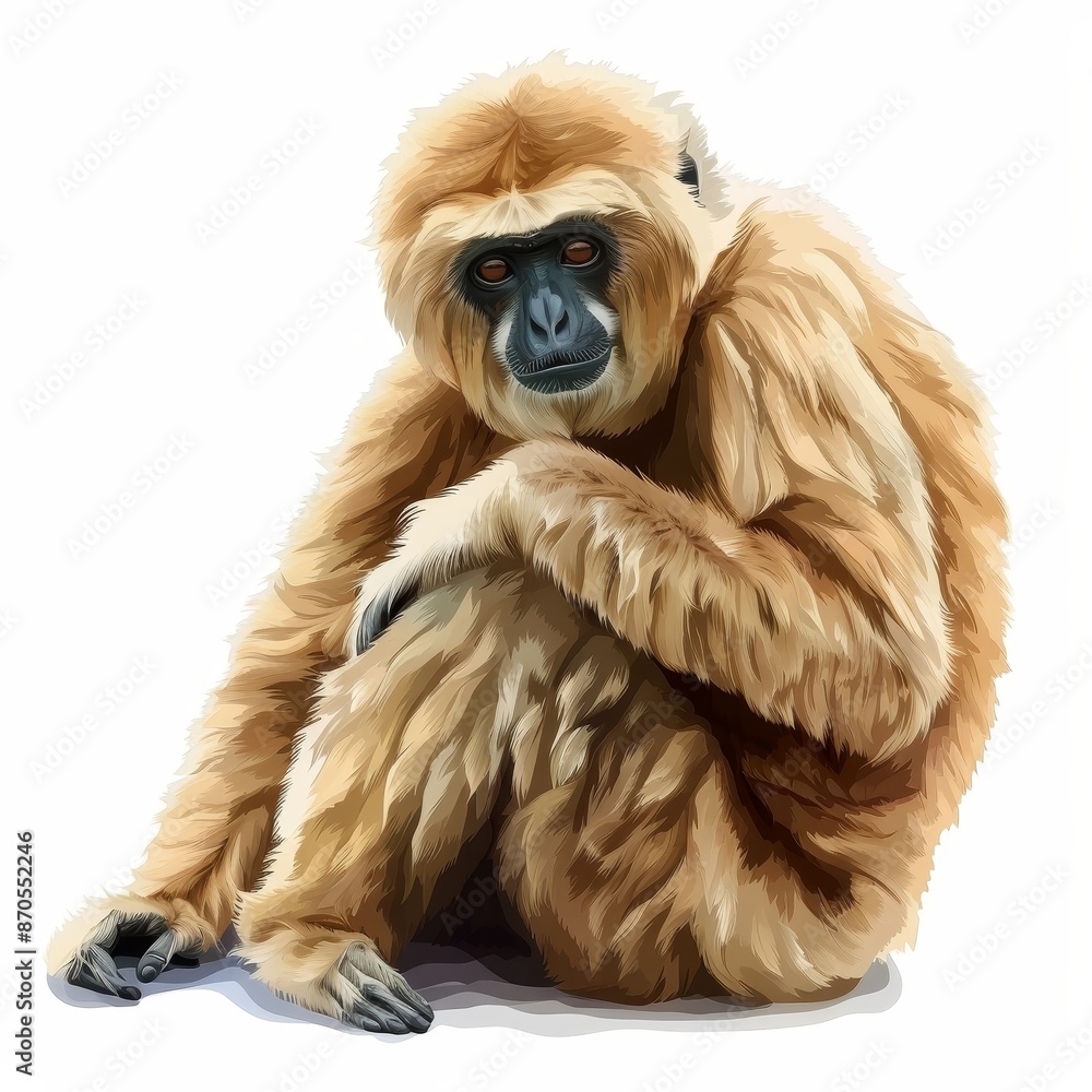 A monkey with a black face is sitting on a white background A monkey with a black face is sitting on a white background