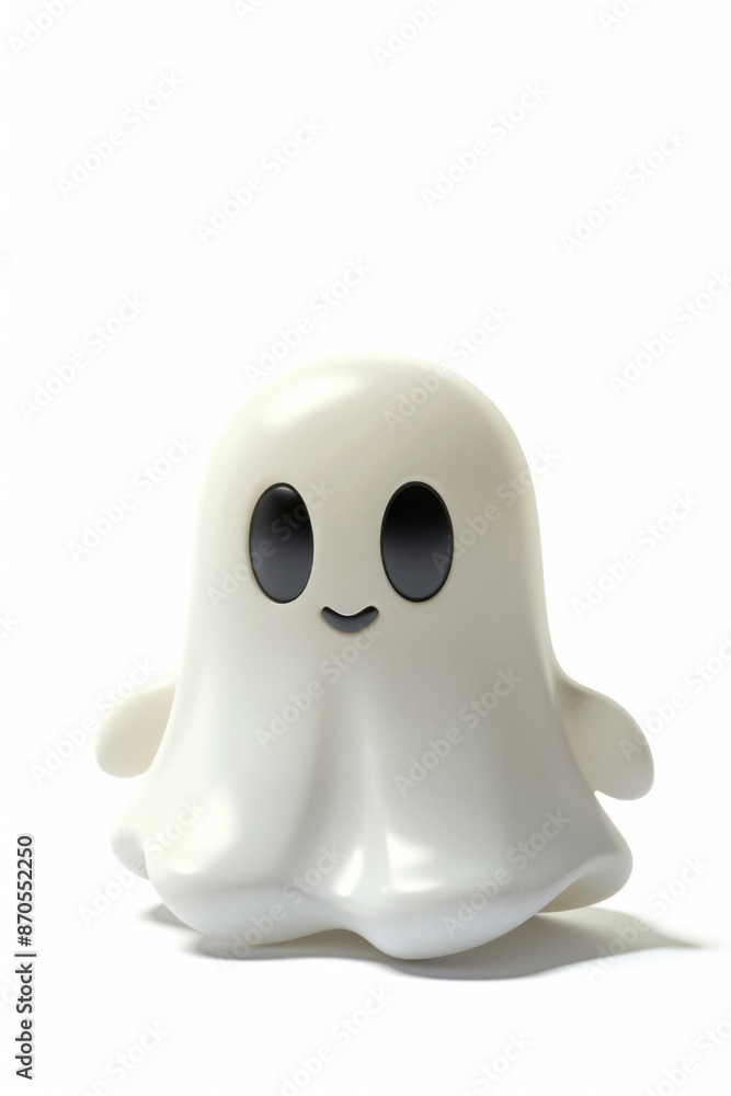 White Ghost Figurine with Black Eyes