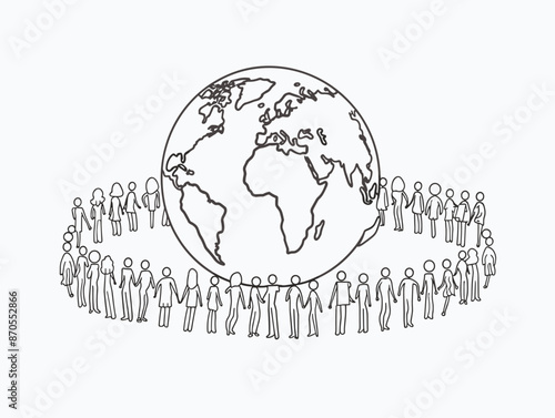Unity in Diversity: A Single Line Drawing Representing the Global Community