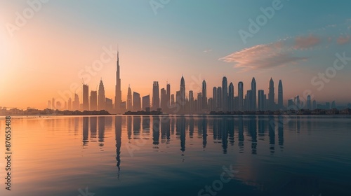 Dubai Skyline at Sunrise © Bolustck