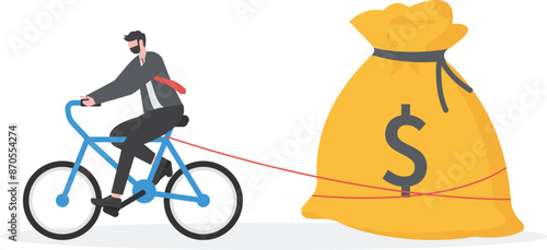 businessmen pulling a huge purse, Concept business vector illustration

