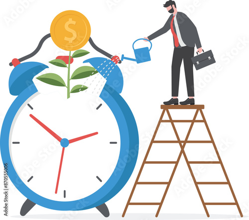 Give time to water make money, Concept business vector illustration

