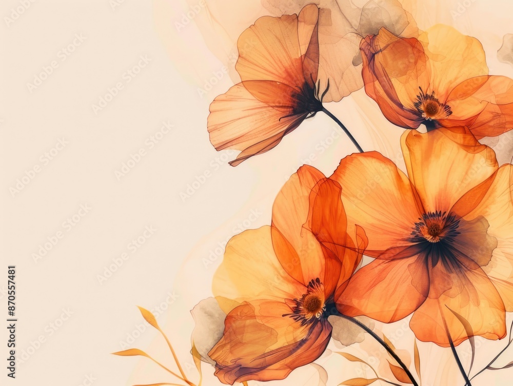 Orange Flowers on White Background Orange Flowers on White Background