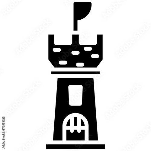 Castle Tower vector icon. Can be used for Medieval iconset.