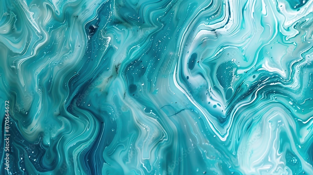 Fluid Turquoise and Teal Marble Background with Spacious Copy Space for Text Overlay Fluid Turquoise and Teal Marble Background with Spacious Copy Space for Text Overlay
