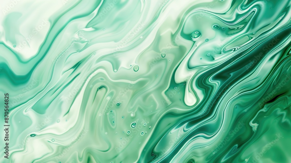 Obraz premium Mint Green Marbled Fluid Background with Copyspace