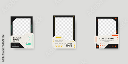 Collection of player frames template. Game card frame template design.