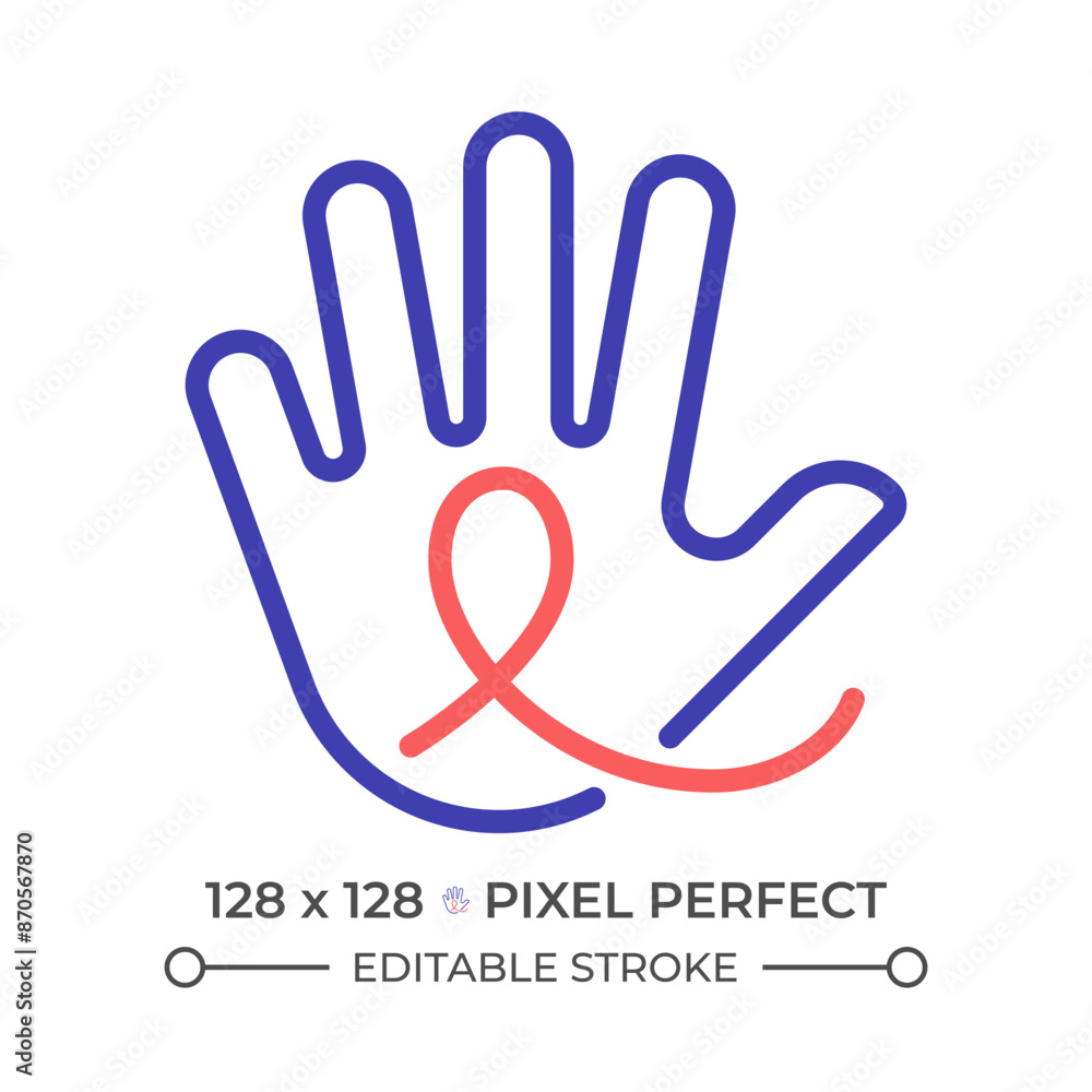 Fototapeta premium Down syndrome two color line icon. Chromosomal anomaly, intellectual disability. Social issues bicolor outline symbol. Duotone linear pictogram. Isolated illustration. Editable stroke