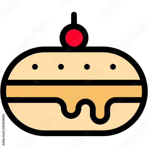 Vector Icon Bomboloni, Italian Food, Bakery, Sweet Food, Donut