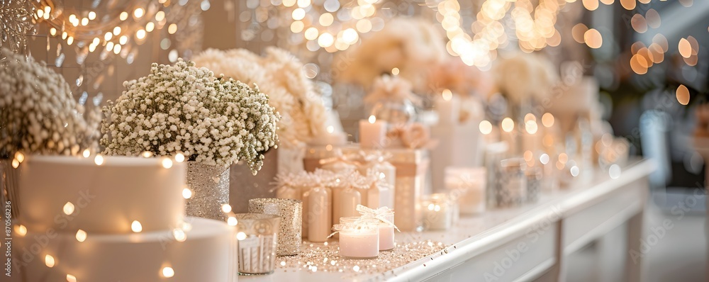 Shimmering Sequined Table Set for Elegant Wedding Party Favors and Product Display Shimmering Sequined Table Set for Elegant Wedding Party Favors and Product Display