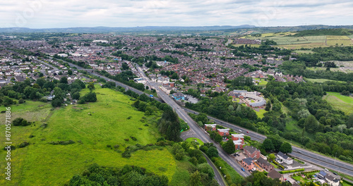 Aerial view of North Belfast, Newtownabbey and Glengormley Co Antrim Coast Northern Ireland