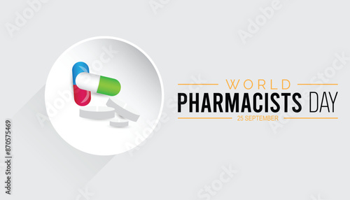 World Pharmacists day is observed every year on September .banner design template Vector illustration background design.