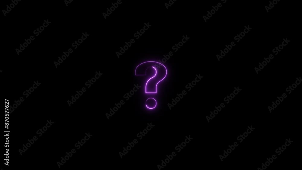 Neon Light Question Mark medium purple color animation on black background. Question Marks icon Concept Animation. Neon Light Question Mark medium purple color animation on black background. Question Marks icon Concept Animation.