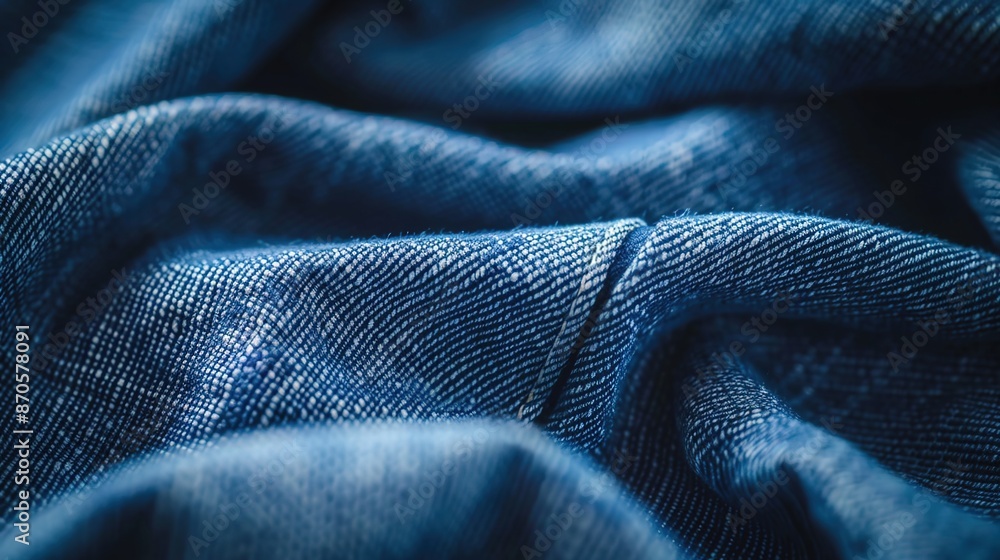 Intimate Look at Indigo-Dyed Raw Denim Fabric with Twill Weave Detail Intimate Look at Indigo-Dyed Raw Denim Fabric with Twill Weave Detail