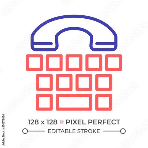 Communication device for the deaf two color line icon. Lifestyle hearing problem medicine. Modern technology bicolor outline symbol. Duotone linear pictogram. Isolated illustration. Editable stroke