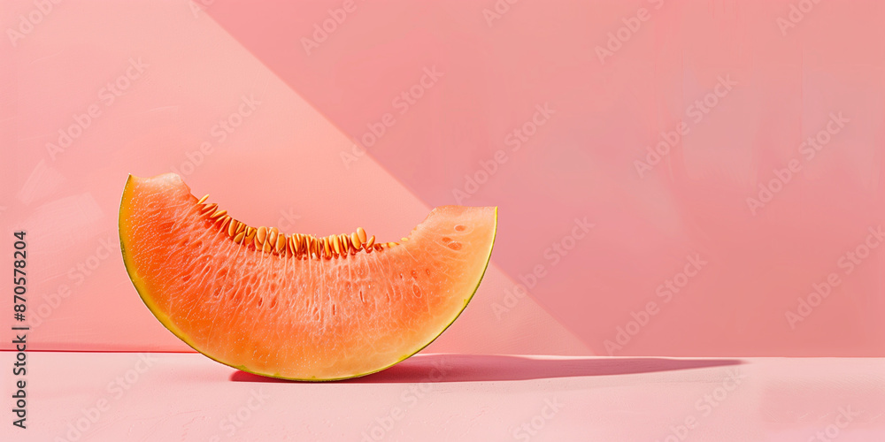 Melone su sfondo rosa. Spazio per messaggio. Melone su sfondo rosa. Spazio per messaggio.