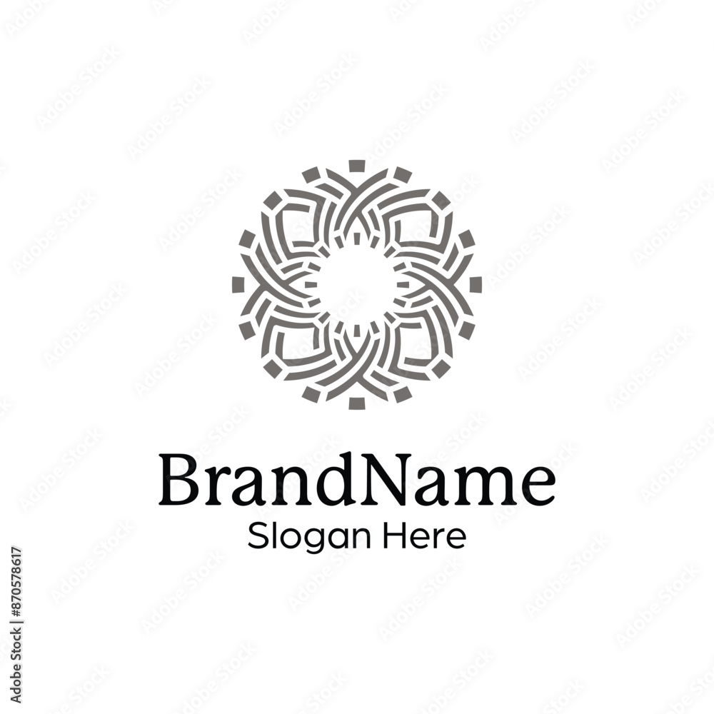Abstract symmetric Mandala Pattern Logo Design Template Abstract symmetric Mandala Pattern Logo Design Template