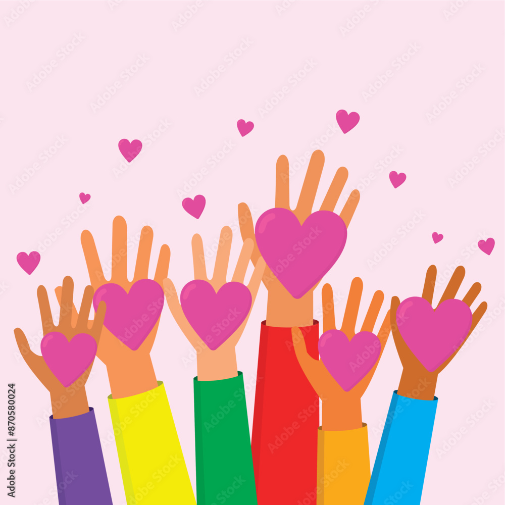 Obraz premium hand holding a heart, illustration of the concept of giving love to everyone.vector file