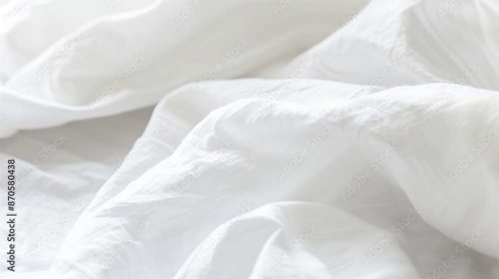Neatly arranged white cotton fabric, highlighting its premium texture. Great for clothing or bed linen ads.
Neatly arranged white cotton fabric, highlighting its premium texture. Great for clothing or bed linen ads.