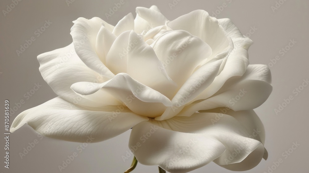 Fototapeta premium A close-up photograph of a white gardenia, its waxy petals and intoxicating fragrance exuding timeless elegance