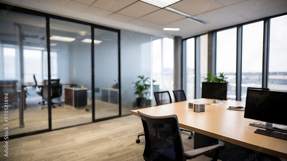 Blurred office interior space background. Working space with defocused effect. Business concept Blurred office interior space background. Working space with defocused effect. Business concept
