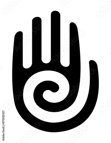 Healing hand symbol of Native Americans. Represents human life and is believed to transfer energy to the individual that the symbol was placed on. Used as emblem of strength, healing and protection.