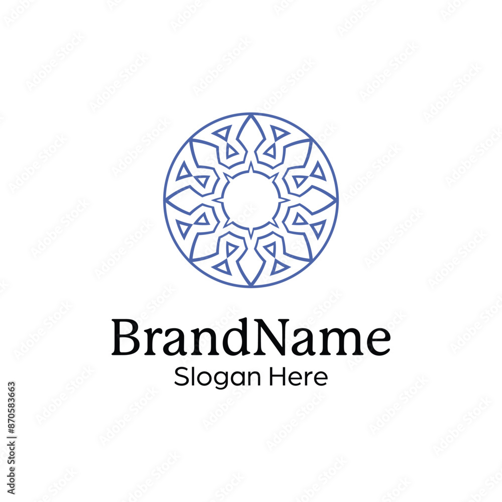 Abstract symmetric Mandala Pattern Logo Design Template Abstract symmetric Mandala Pattern Logo Design Template
