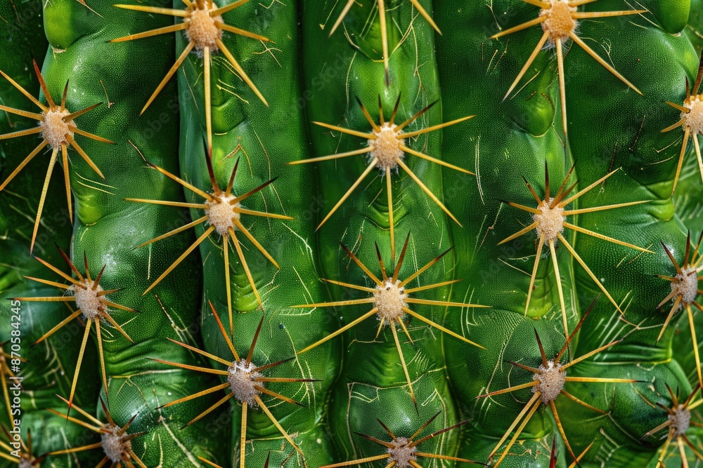 Closeup of cactus texture, sharp thorns on green background Closeup of cactus texture, sharp thorns on green background