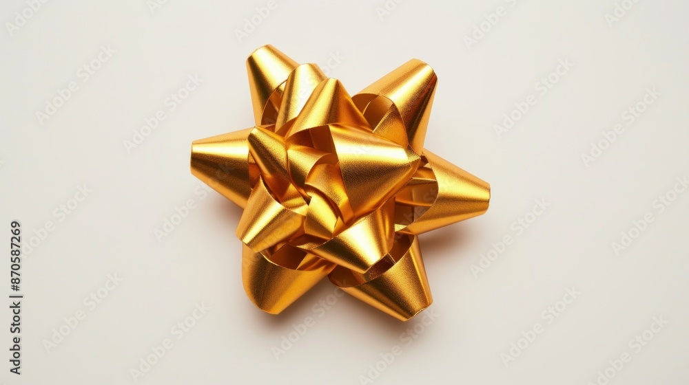 Gold ribbon with bow isolated on white Gold ribbon with bow isolated on white