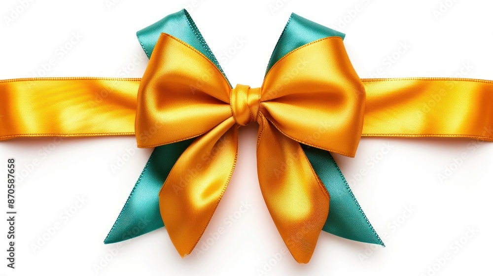 Gold ribbon with bow isolated on white Gold ribbon with bow isolated on white