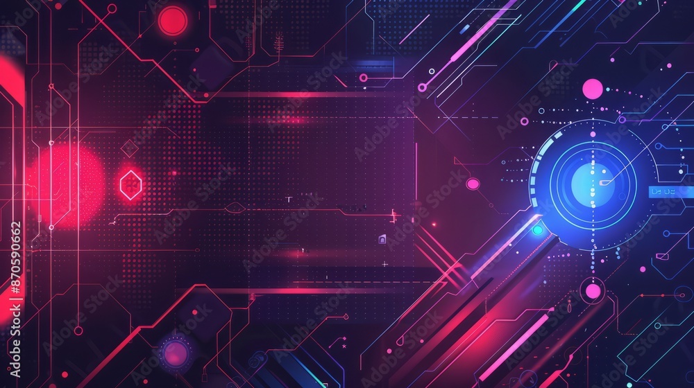 Fototapeta premium Graphic design background of tech scene. space area for text