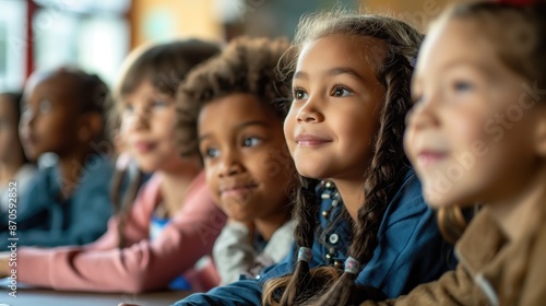 Interested elementary school students in the classroom