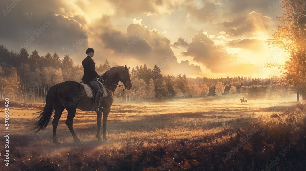 The rider on a horse is engaged in equestrian sports. Sport content The rider on a horse is engaged in equestrian sports. Sport content