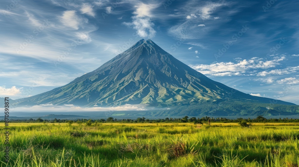 The famous and beautiful Mount Mayon of the Philippines. on a white background The famous and beautiful Mount Mayon of the Philippines. on a white background