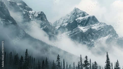 The famous and beautiful Rocky Mountains of Canada. on a white background