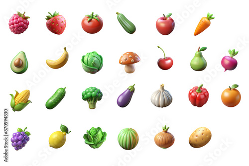 set of fruits 3d