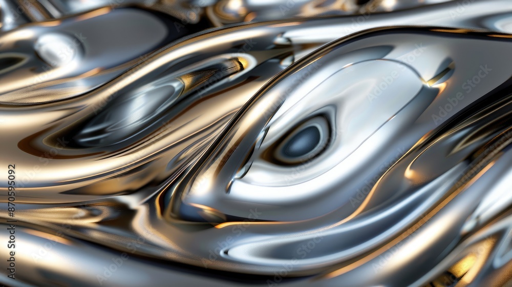Abstract liquid metal texture with flowing shapes and reflective surface Abstract liquid metal texture with flowing shapes and reflective surface