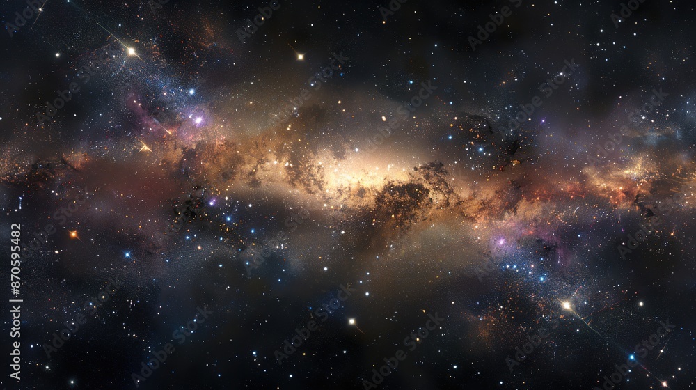 Fototapeta premium Celestial Symphony: Vast Nebulaic Landscape with Distant Galaxies